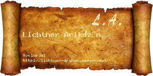 Lichtner Arikán névjegykártya